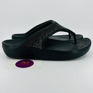 Crocs Women's Sloane Diamante Comfort Thong Flip Flop Sandals 205743 Size 9